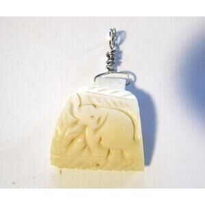 Hand-Carved Elephant Pendant made of Bone - Good Luck